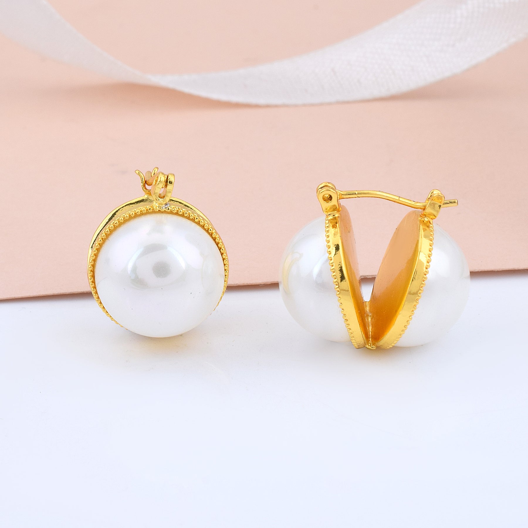 18k White Gold Diamond with Pearl Earrings - Adnan Diamond