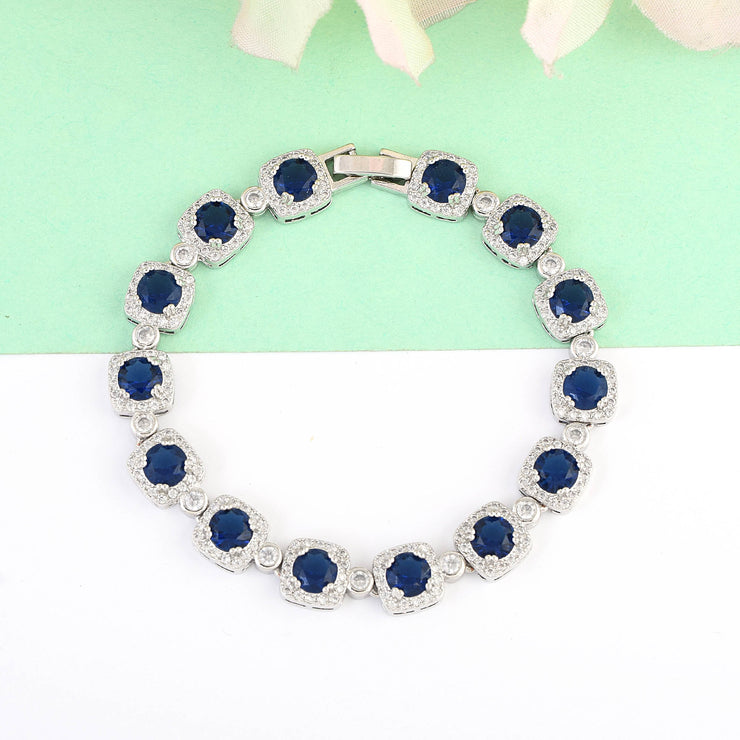 Online Shopping India  925 Sterling Silver Blue Stone Kada Style Bracelet  For Women